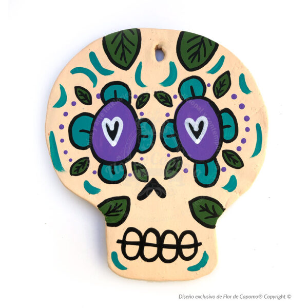 Calavera de barro plana para colgar en pared - Imagen 6