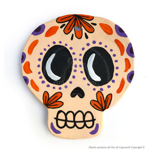 Calavera de barro plana para colgar en pared - Imagen 7