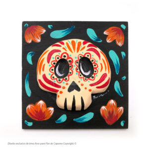 Mosaico en relieve de calavera
